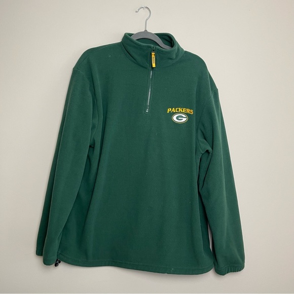 NFL Green Bay Packers Fleeced Quarter Zip Pullover Sweater Football Men’s Sz L